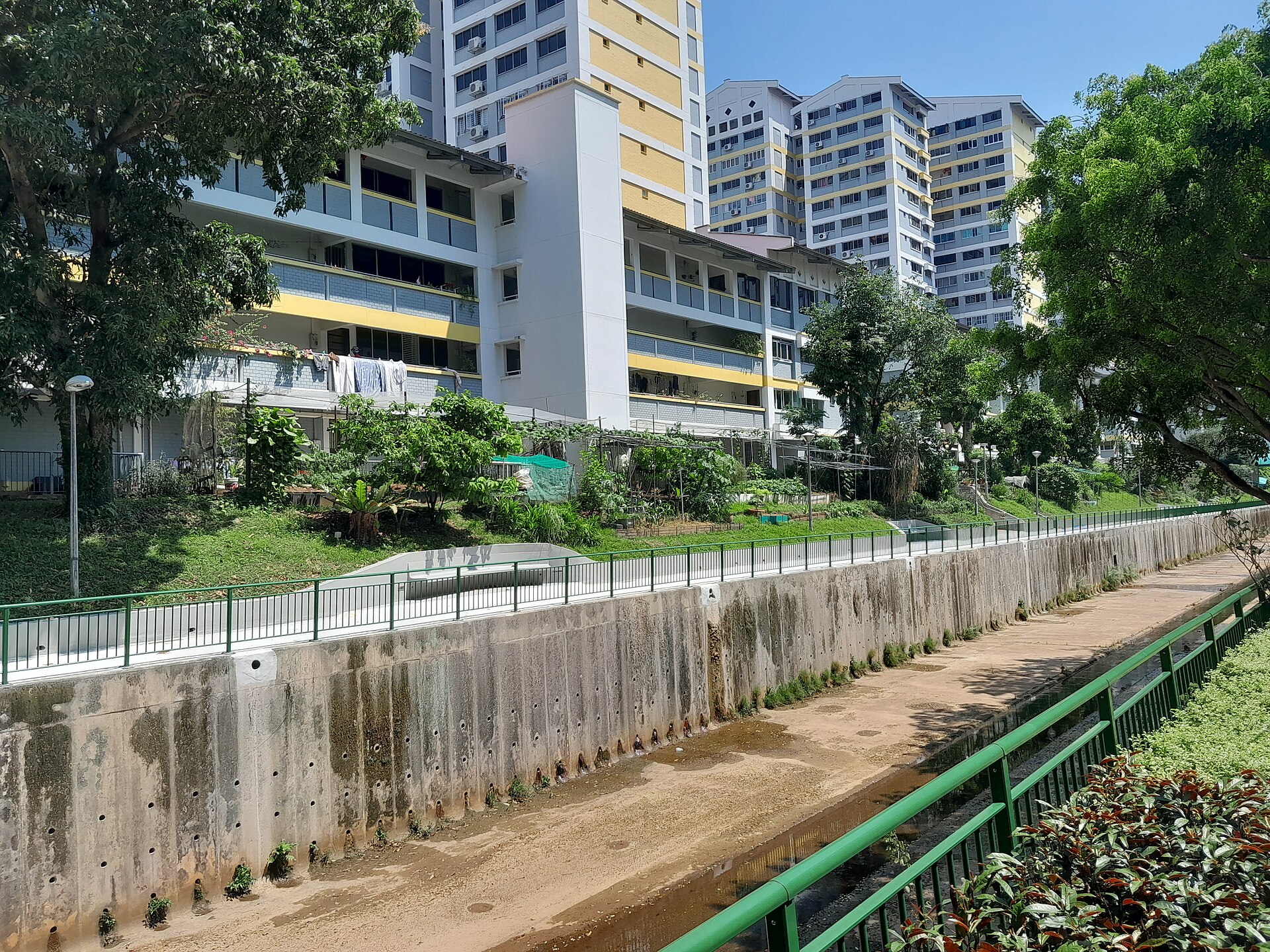 HDB blocks beside a planted canal near Segar LRT